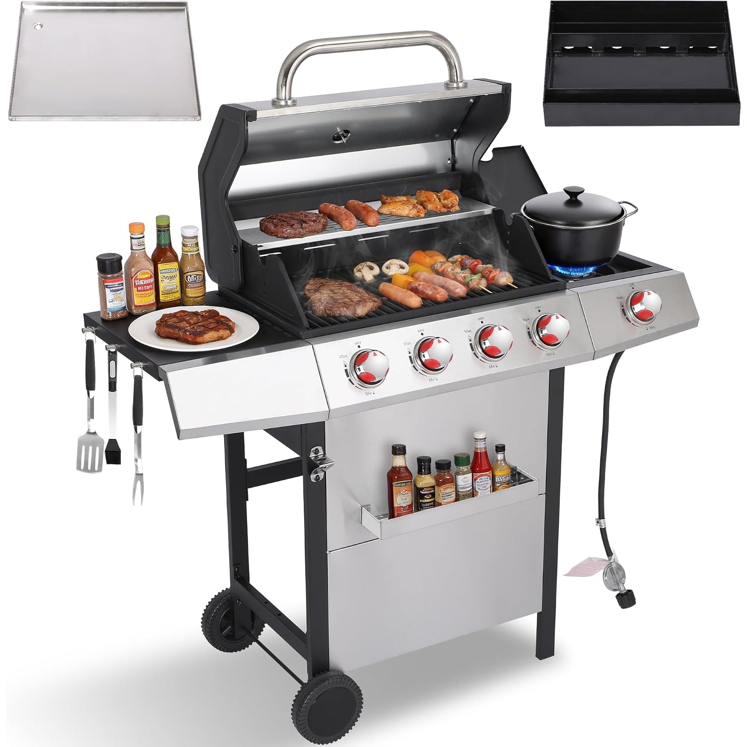 Gas and Charcoal Grill Combo w - огляд і ціна Home Cooking Gas