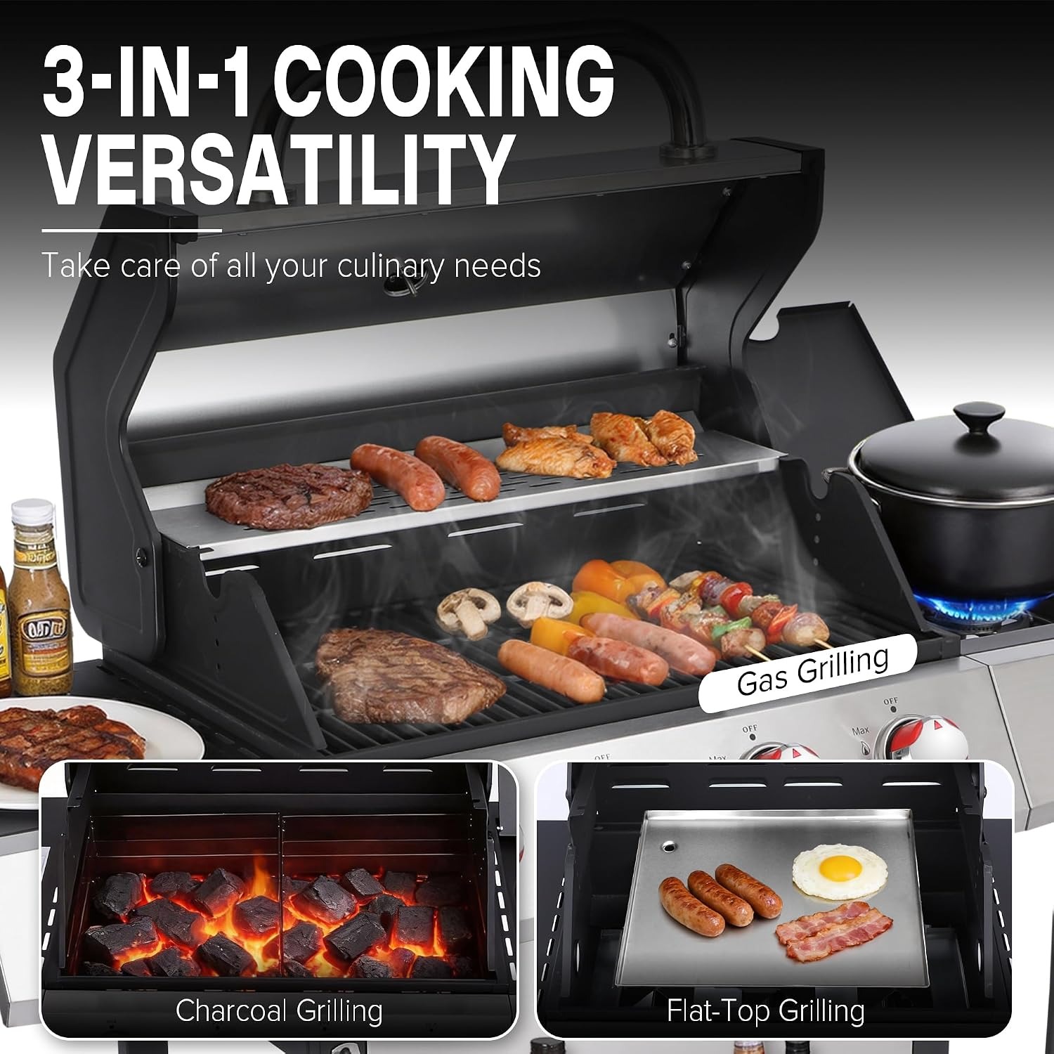 Gas and Charcoal Grill Combo w - огляд і ціна Home Cooking Gas